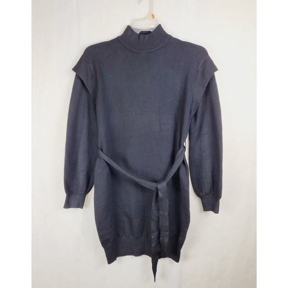 Grace Karin black sweater dress Size small ribbed knit high neck Quiet Luxury - Picture 2 of 10